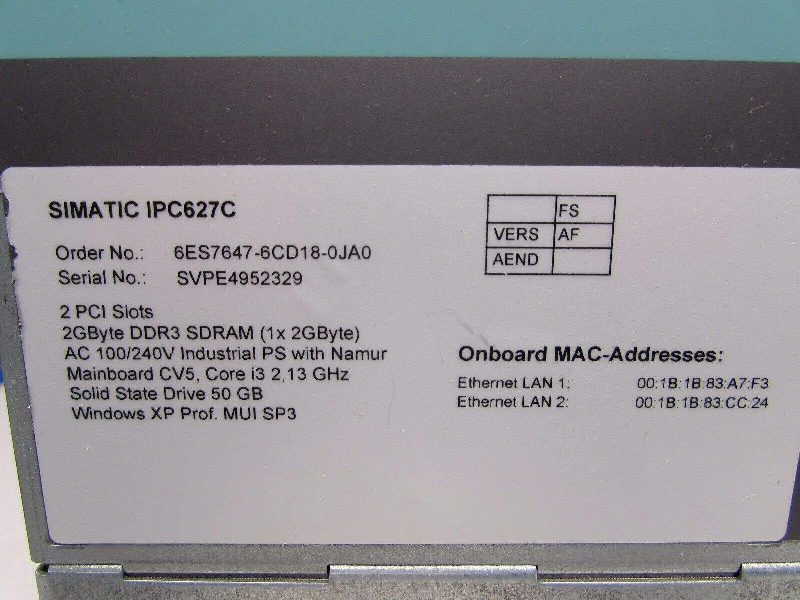 SIMATIC BOX PC, IPC627C西门子工业电脑维修